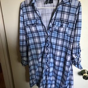 Medium blue plaid dress